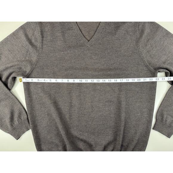 Vintage Brooks Brothers 346 Mens Merino Wool Sweater L Chocolate Brown V-Neck - Picture 6 of 7